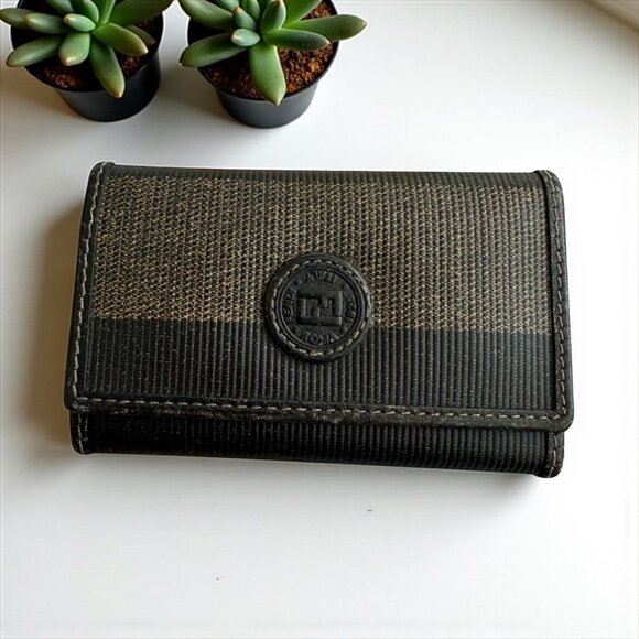 FENDI Womens Vintage Keyholder Striped Wallet - Picture 1 of 7